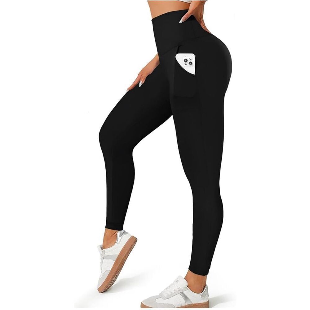 MOREFEEL Small/Medium Black High Waist Tummy Control Yoga Pants Pockets Active‎